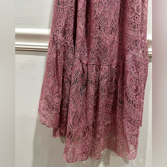 Aqua Women's Pink Lace Sleeveless V-Neck Party Cocktail Midi Dress - Picture 10 of 10